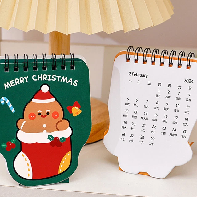 2024 Christmas Desk Calendar Mini Cartoon Cute Pattern Creative Desktop Cale LEI