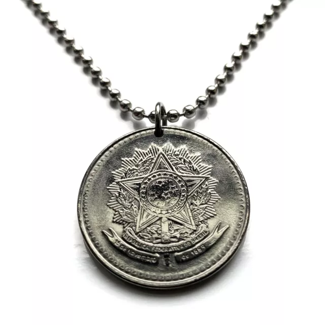 1988 Brazil 10 coin pendant Brasão de armas crux Rio de Janeiro São Paulo 002446