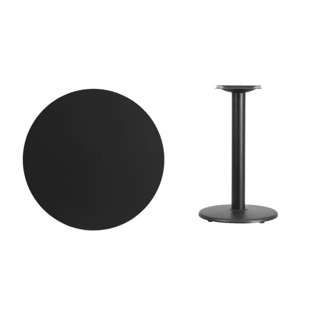 30" Round Black Laminate Table Top With Base - Table Height Restaurant Table