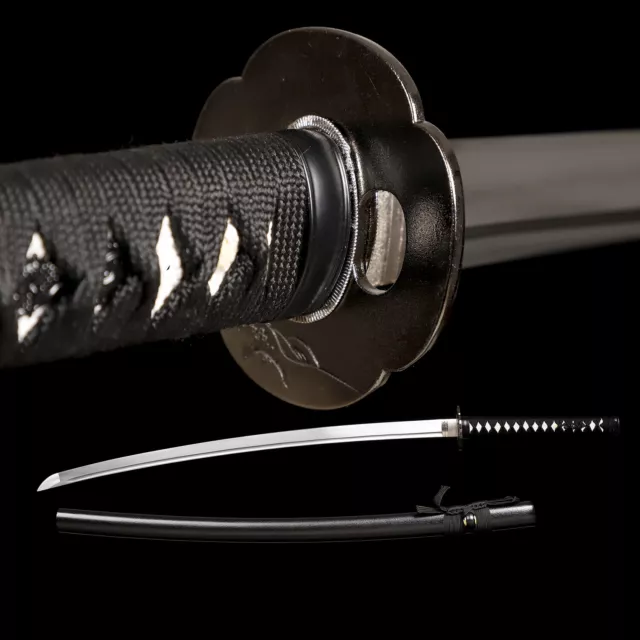 Black Katana Handmade Carbon Steel Japanese Real Sharp Samurai Sword Full Tang