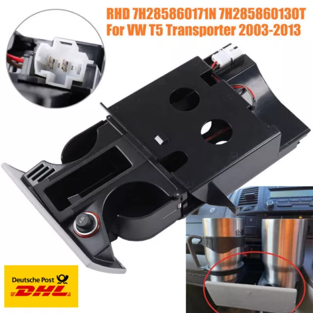 Für VW T5 Transporter Aschenbecher Tasse Münzhalter Grau RHD 7H285860130T DE