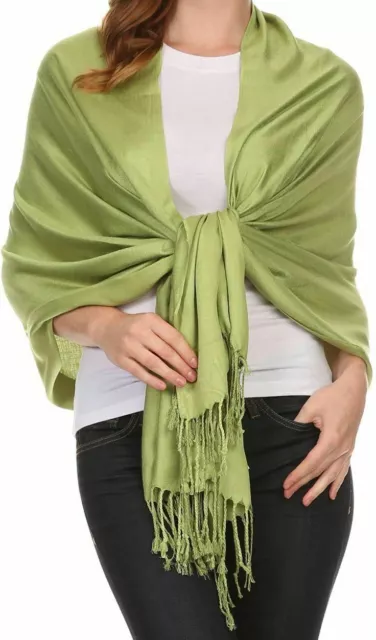 Women Solid Color Cashmere Scarves With Tassel Pashmina Shawl Long Winter Scarf