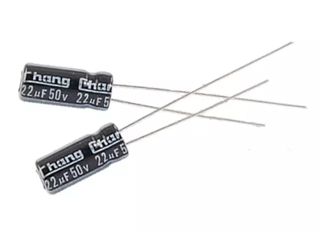 NEW 22uF 50V Radial Electrolytic Capacitor Aluminum 5 x 11mm 105°C   2 PACK