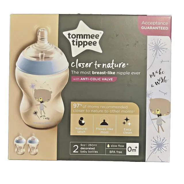 Tommee Tippee Closer to Nature 0M Anti Colic 9oz Bottles New In Box