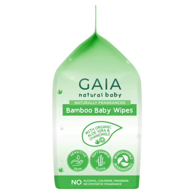 Gaia Natural Baby Bamboo Baby Wipes 3 x 80 Value Pack Fresh Soft Sensitive Skin 3