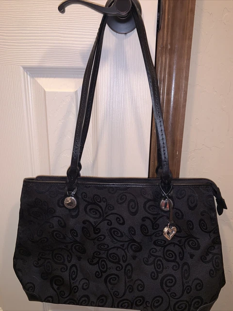 Brighton Satchel Bag Heart Leather Purse Handbag Shoulder Classic Black NWOT (60