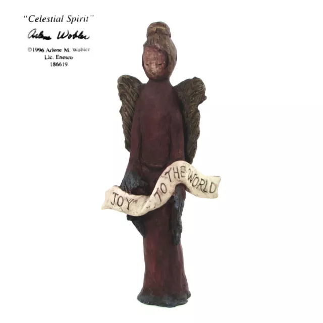 Arlene Wobler CELESTIAL SPIRIT 8" Angel Primitive Folk Art Joy To The World 1996