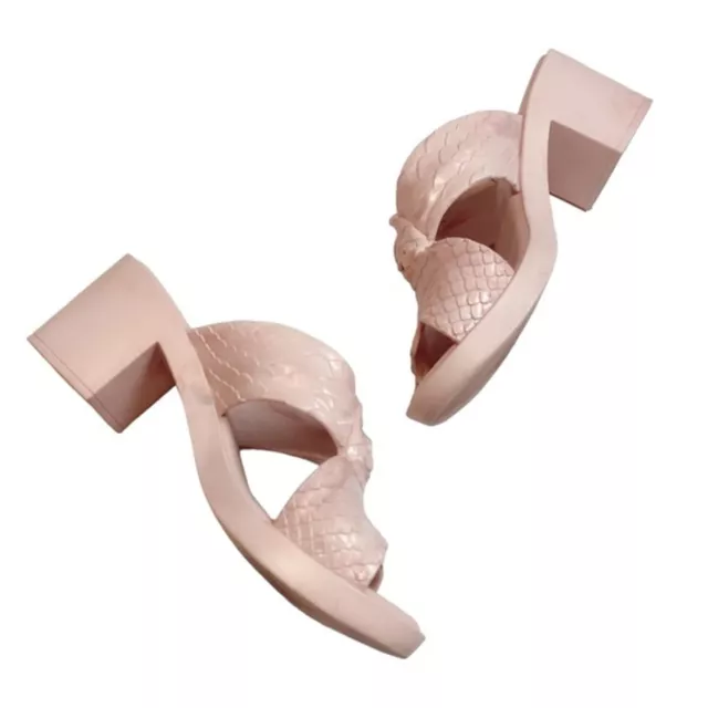 Baja East By Melissa Women's Size 9 Light Pink Python Textured Block Heel Sandal