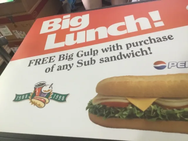 7-11 Big Gulp and Big Lunch Pepsi Soda Machine Advertising Sign