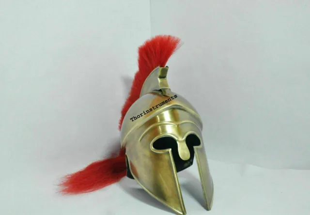 Antique Medieval Armor Greek Corinthian Helmet W Red Plume Re-enactment Replica