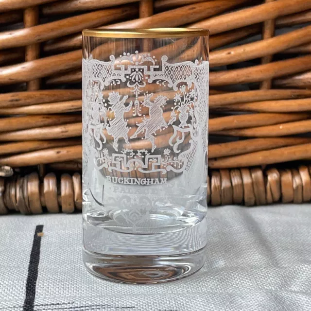 Vintage Buckingham Palace Etched Tot Shot Glass 1998 Official Royal Souvenir