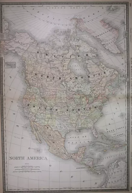 Authentic 1882 R McNally Atlas MAP ~ NORTH AMERICA ~ FreeS&H   Inv#155