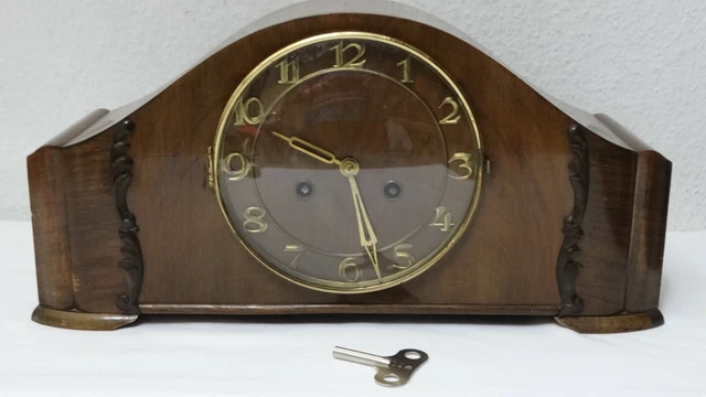 Pendule de cheminée - Mauthe - Art déco - Bois, chêne, Laiton - 1920-1930