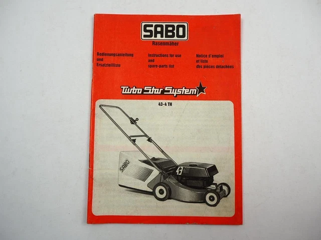 Sabo Rasenmher Alte Modelle Bedienungsanleitung