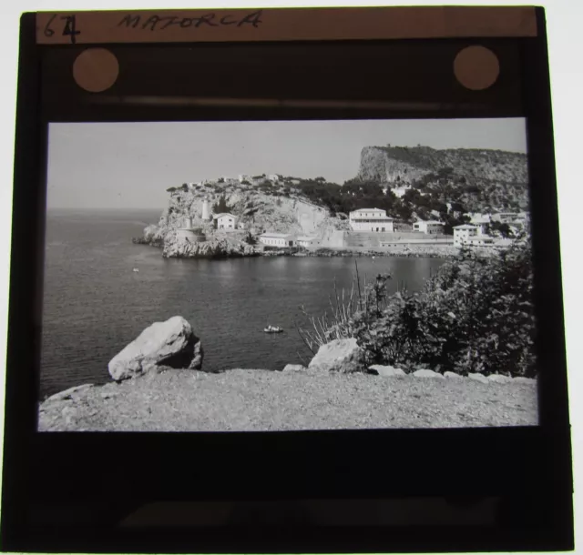 Glass Magic Lantern Slide MALLORCA PUERTO BE SOLLER C1950 SPAIN