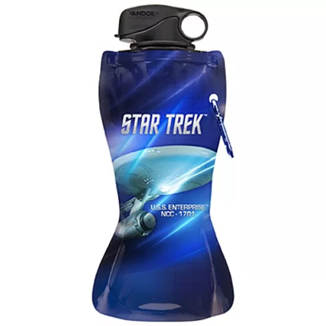 Star Trek Classic TV Enterprise 1701 Collapsible Water Bottle 24 oz, NEW UNUSED