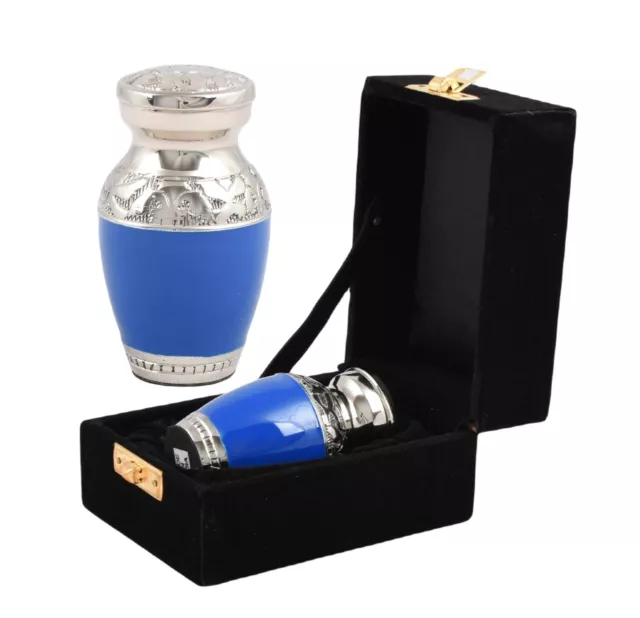 Mini urna per cremazione cenere funerale urna commemorativa piccola urna gettone blu