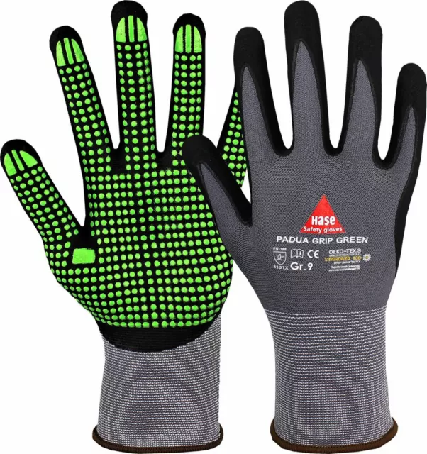 Handschuhe 10 PAAR Hase Padua Grip Arbeitshandschuhe Montagehandschuhe Gr. 6-11