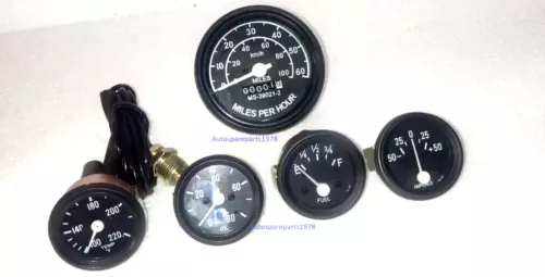 JEEP Willys Speedometer fits 1946-66 CJ-2A, 3A, 3B,M38, M38A1 Gauges Kit Black