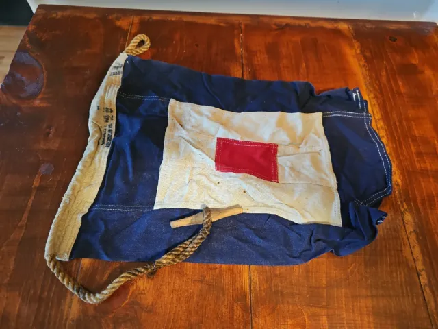 Antique Maritime Nautical Signal Flag Code W Dettra Bull Dog Original As Found