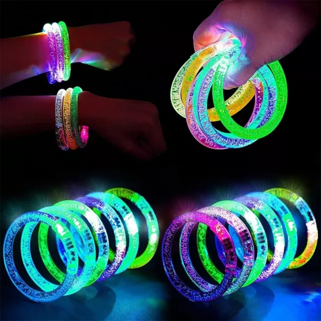 10pcs Long-Lasting Glowing Glow Bangle Flashing Light Up Wristbands  Kids