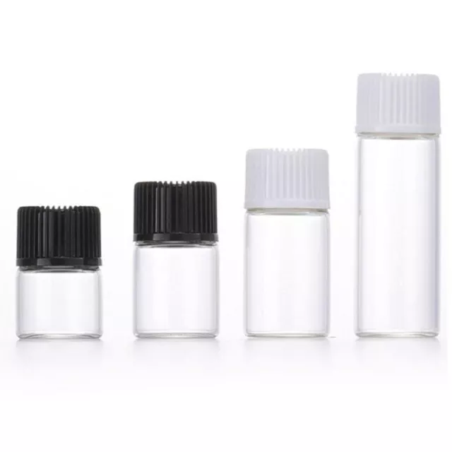 10X 100X 1ml ~ 5ml Clear Glass Dram Bottles Orifice Reducer Vial Essential Oil