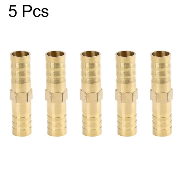 5Pcs 10mm Brass Barb Hose Straight Bar Fitting Connector Air Oil Pipe Adapter