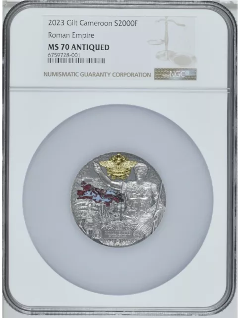 NGC MS70 2023 Cameroon Roman Empire Legacy of Greatest Empires 2OZ Silver Coin