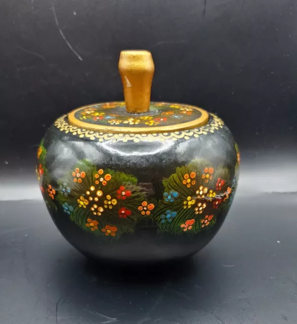 Vintage Handpainted Ecuadorian Wooden Bowl Lacquered Bowl