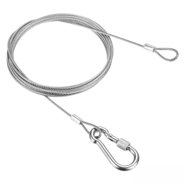 2.5mmx2m(6.6Ft) Safety Cable Lock Wire with Snap Hook Steel Security Cable