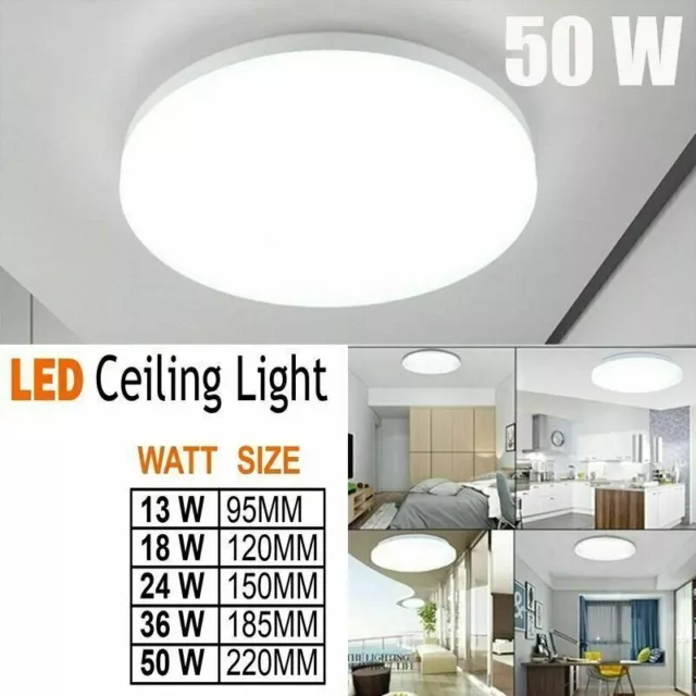 12/50W Bright Round LED Ceiling Down Light Panel Wall Kitchen Bathroom Lamp UK