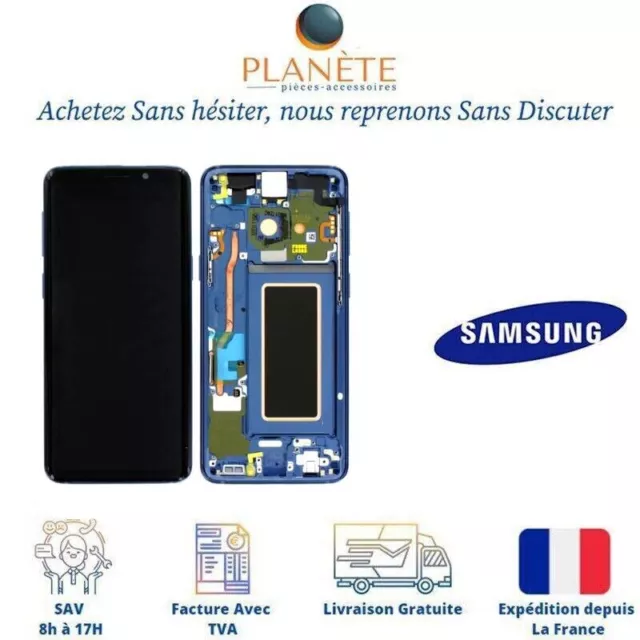 Ecran Lcd Complet Oled Avec Châssis Samsung Galaxy S9 G960 Bleu