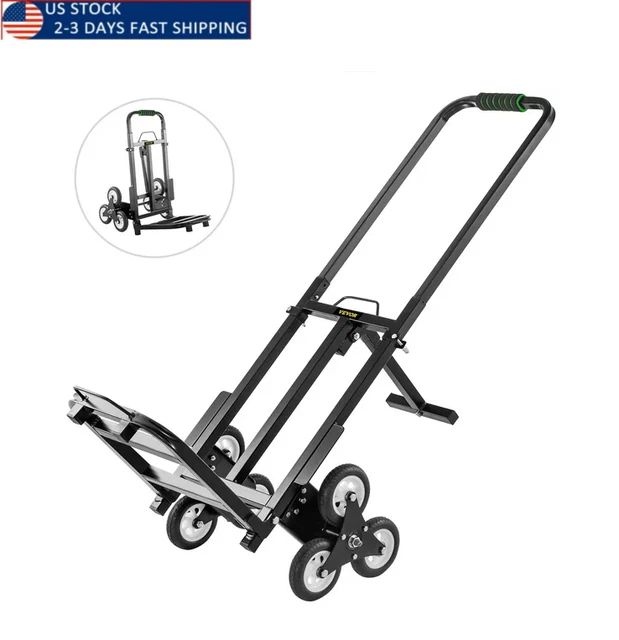 Stair Climbing Cart 330 lbs, Portable Folding Trolley with 6 Wheels