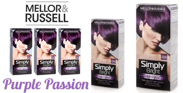 Hair Colour Simply Bright Purple Passion x2 By Mellor & Russell New