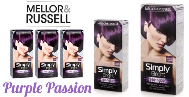 Hair Colour X2 Boxes Simply Bright Purple Passion By Mellor & Russell NEW