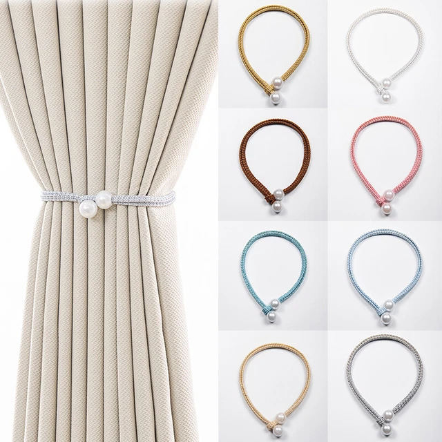 2pcs Curtain Tie Backs Pearl Tiebacks Window Holdbacks Rope Home Curtain Decor