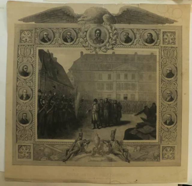 Ecole Royale Polytechnique, visit Napoleon 28 April 1815, original engraving