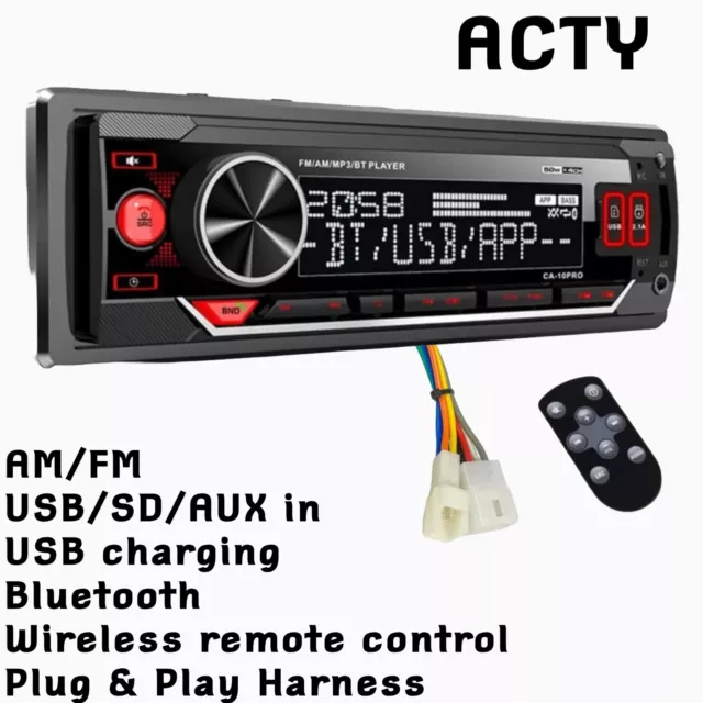 12V Honda Acty Plug & Play 4 /4 Harness Stereo Radio FM Bluetooth USB