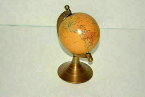 Antik Vintage Weltkarte Globus Nautisch Mit Messing Basis Schreibtisch Top Tisch