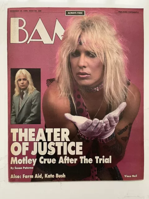 BAM Magazine Nov 29 1985 Motley Crue Vince Neil Kate Bush Tommy Lee