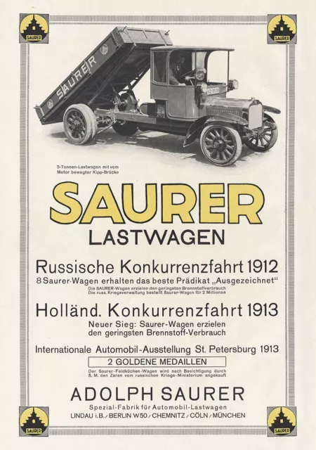 Adolph Saurer Lastwagen Lindau Berlin Chemnitz Plakat Braunbeck Motor A3 529