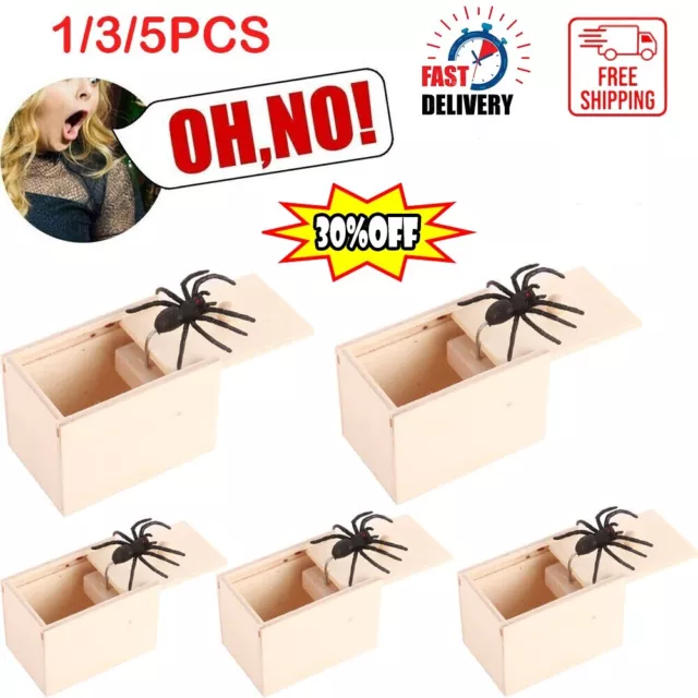 1/3/5PCS Spider in a Box Prank-Wooden Scare Box Toy-Trick Scary Halloween Props