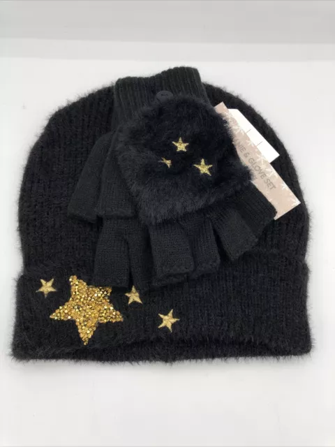 Generic Beanie Girls Stars Hat and Gloves Set, 2-Piece