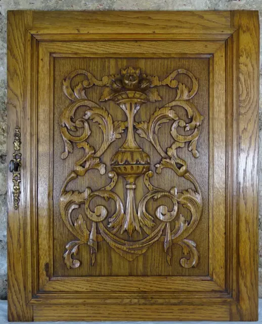 Antique French Carved Wood Door Wall Panel Solid Oak Salvage