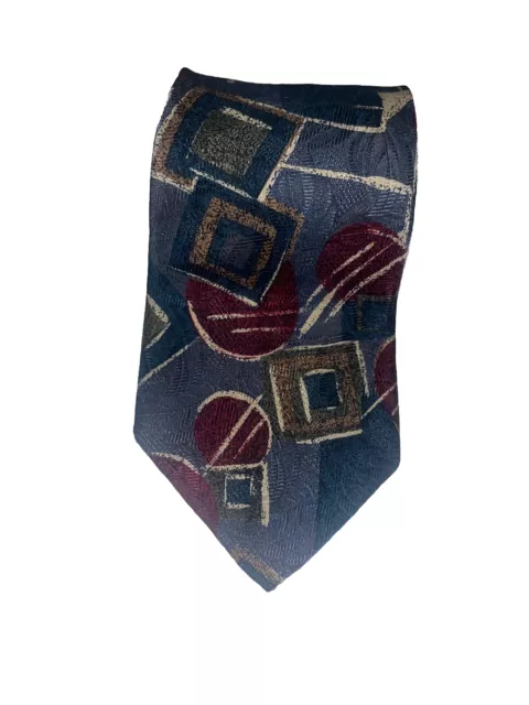 NEIMAN MARCUS "Made in U.S.A.” Blue, Red, Teal, Geometric Tie Silk Handmade