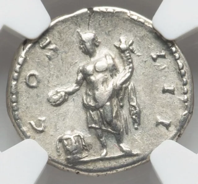 Hadrian 117-138 Roman Empire Silver Denarius Coin, SUPREME HIGH GRADE, NGC Ch VF