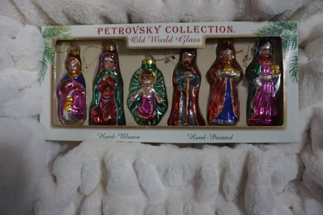 Petrovsky Collection Old World Glass Vintage Nativity Christmas Ornaments