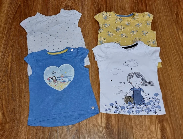 #33 Enorme pacchetto di abiti estivi per bambine età 9-12 mesi pantaloncini con pappe top 13