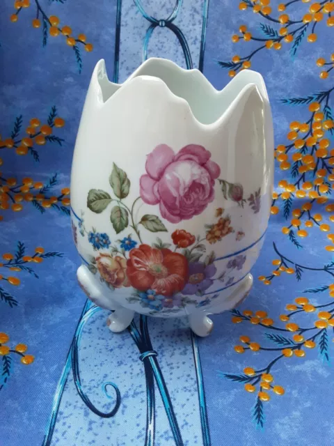 Ancien Vase Oeuf Tripodes Veritable Porcelaine De Limoges Ets A chastagner...