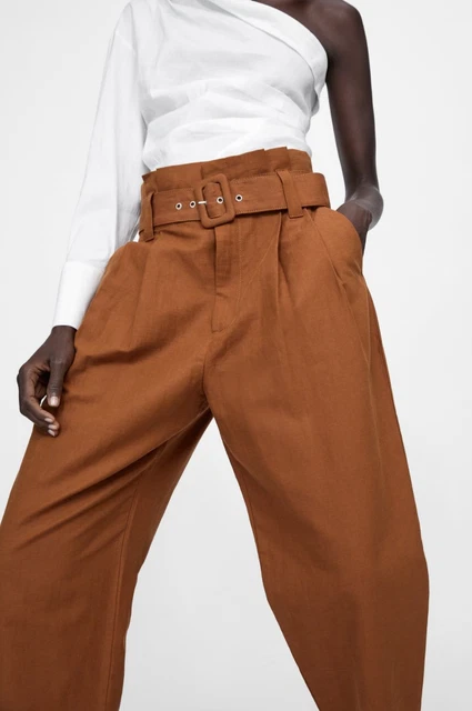 Darted trousers with belt zara deals